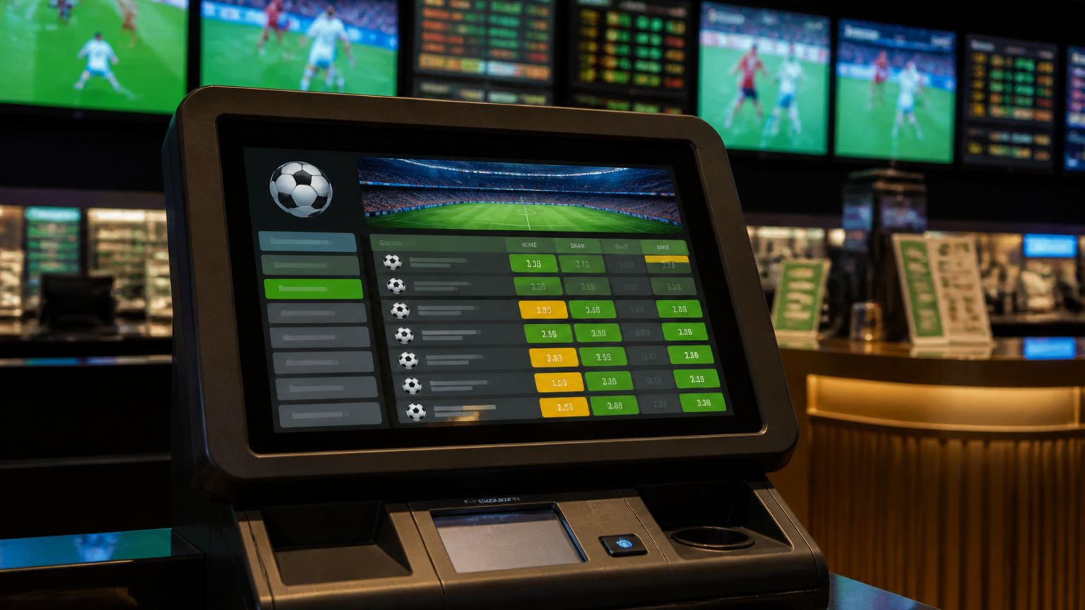 Compare the betting experience, not just the odds: sports betting sites Singapore Sports betting terminal displaying match odds at a sportsbook counter