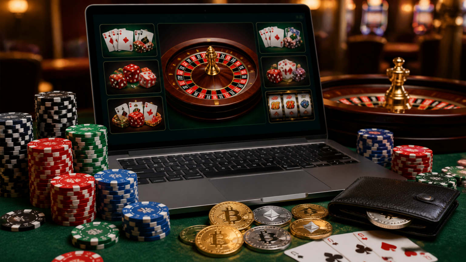 オンラインカジノ ビットコインの基本と利用前に確認したいポイント Online crypto casino games on a screen with chips and wallet