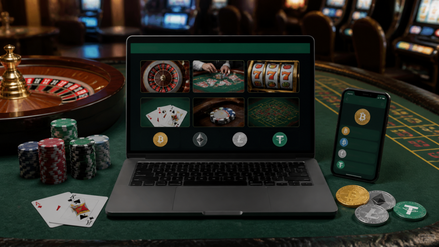 How to Evaluate Crypto Casino Sites for Safer Play Laptop showing a crypto casino site with wallet and casino interface