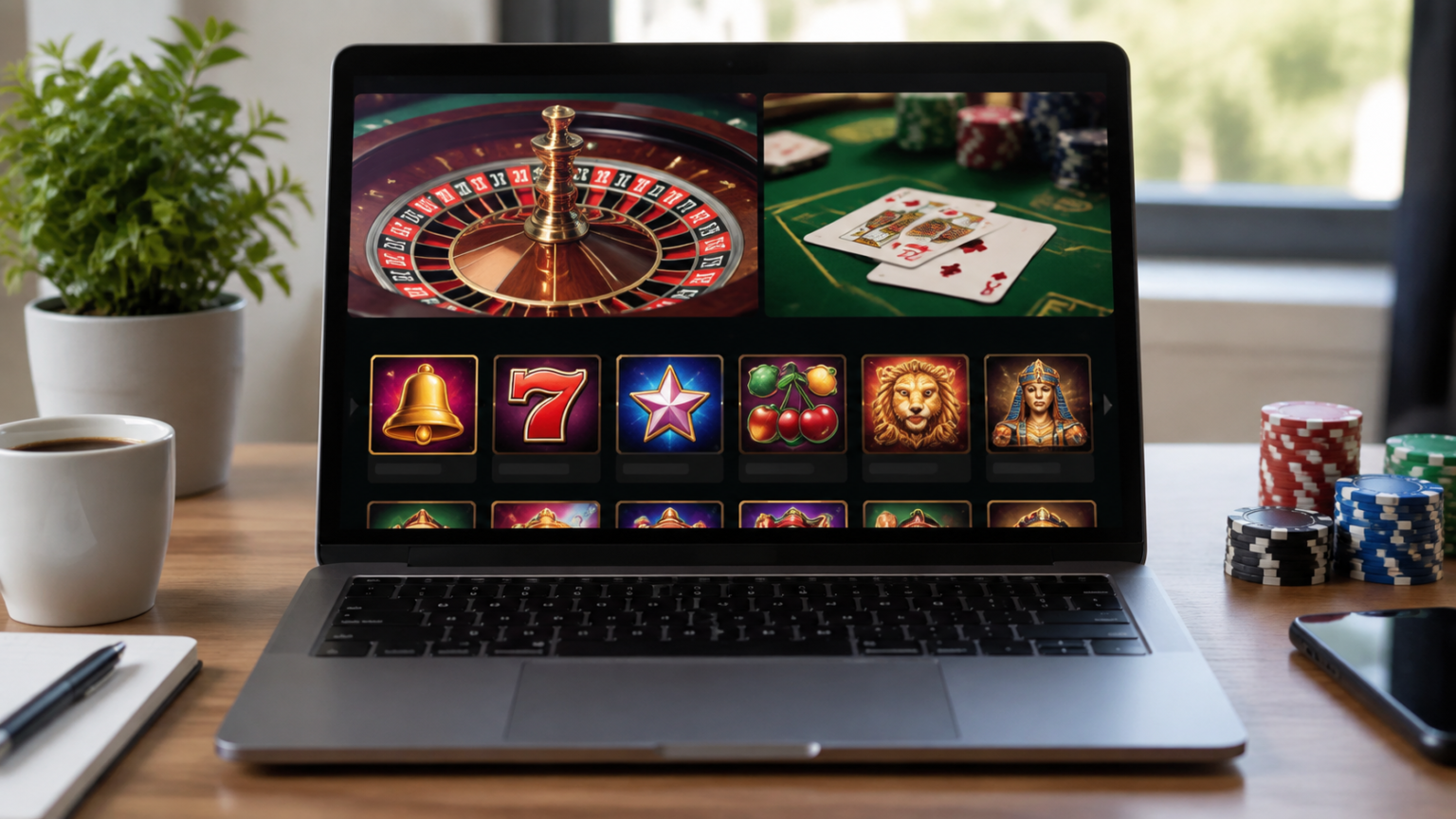 How to Evaluate top online casinos Beyond the Rankings Laptop displaying an online casino lobby with roulette, blackjack, and slot games