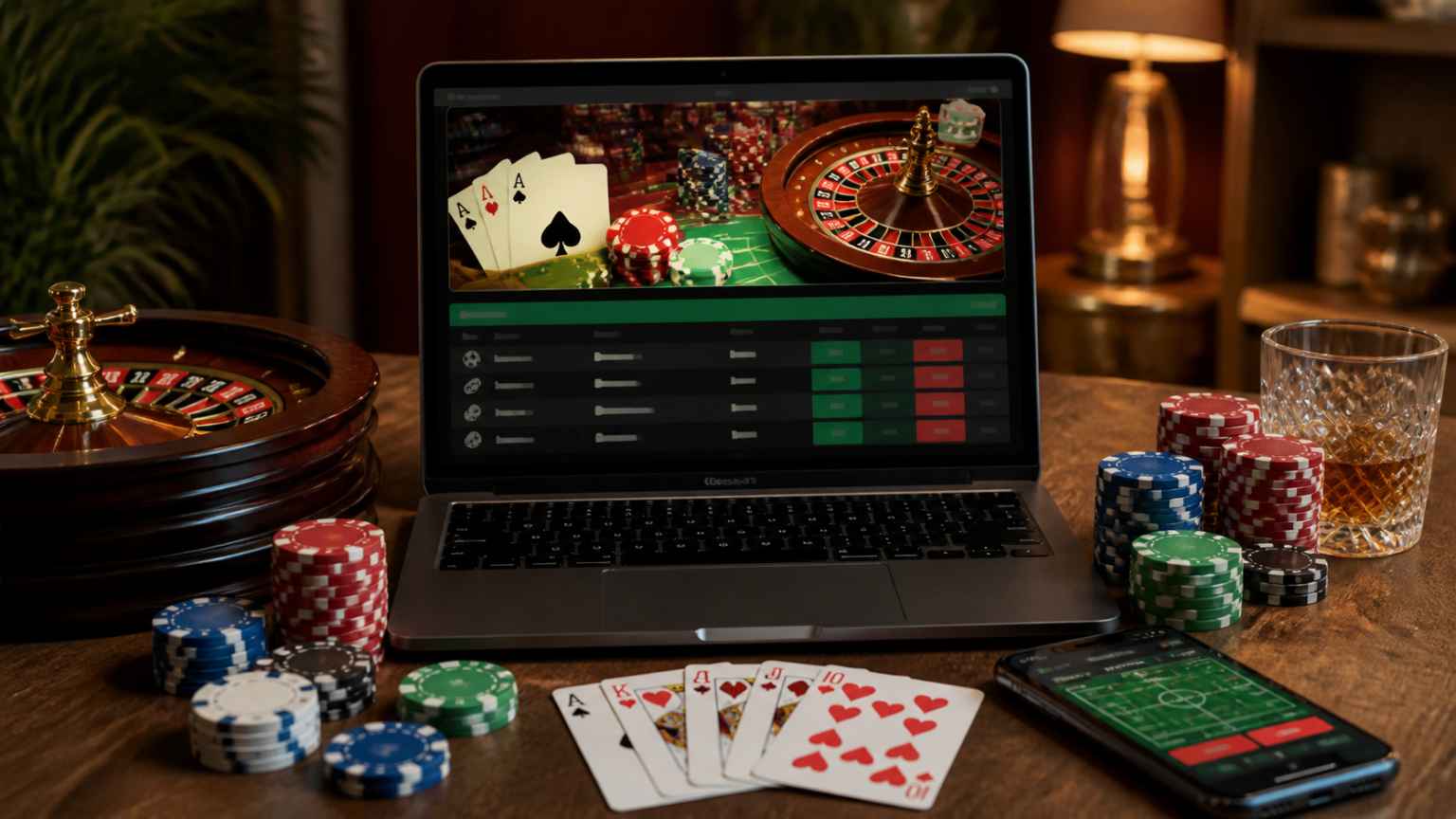 Siti scommesse non aams senza documenti: cosa valutare prima di giocare Interfaccia di scommesse online con carte e fiches da casinò